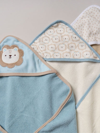 Snuggle Tots light blue Hooded Towels And Wash Cloths 3 Pack - Size One