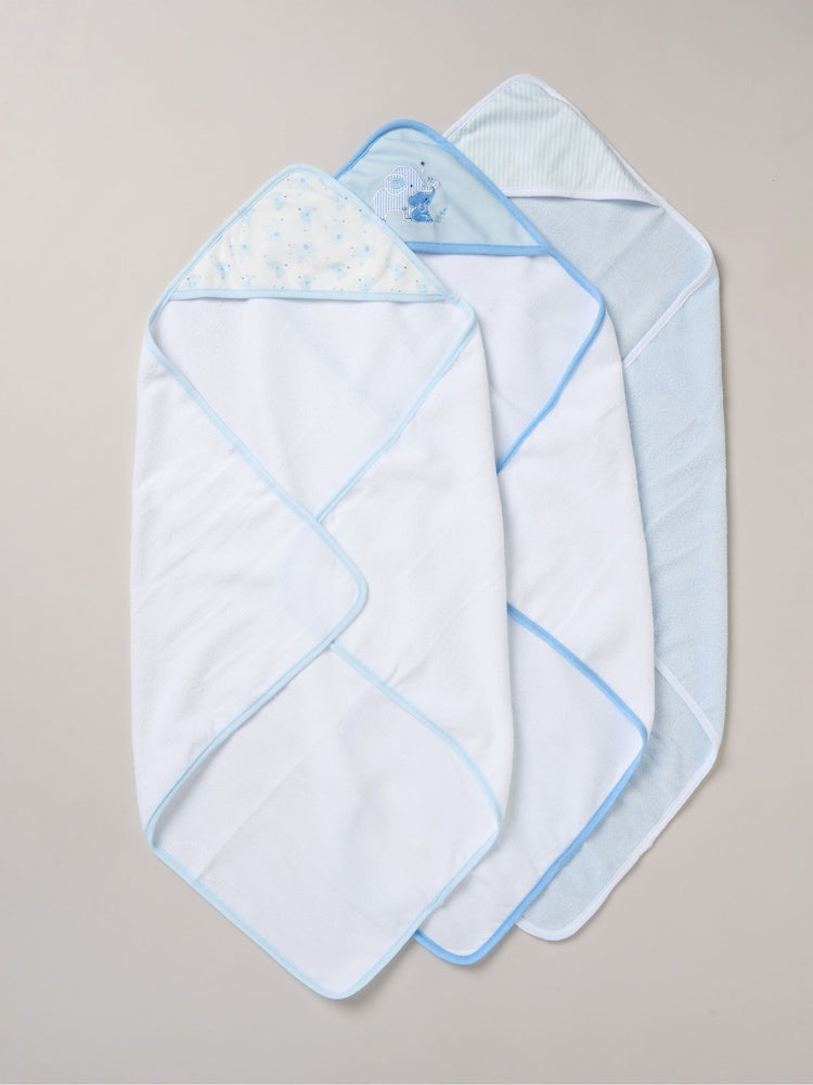 Snuggle Tots Blue Light Hooded Towels And Wash Cloths 3 Pack - Size One