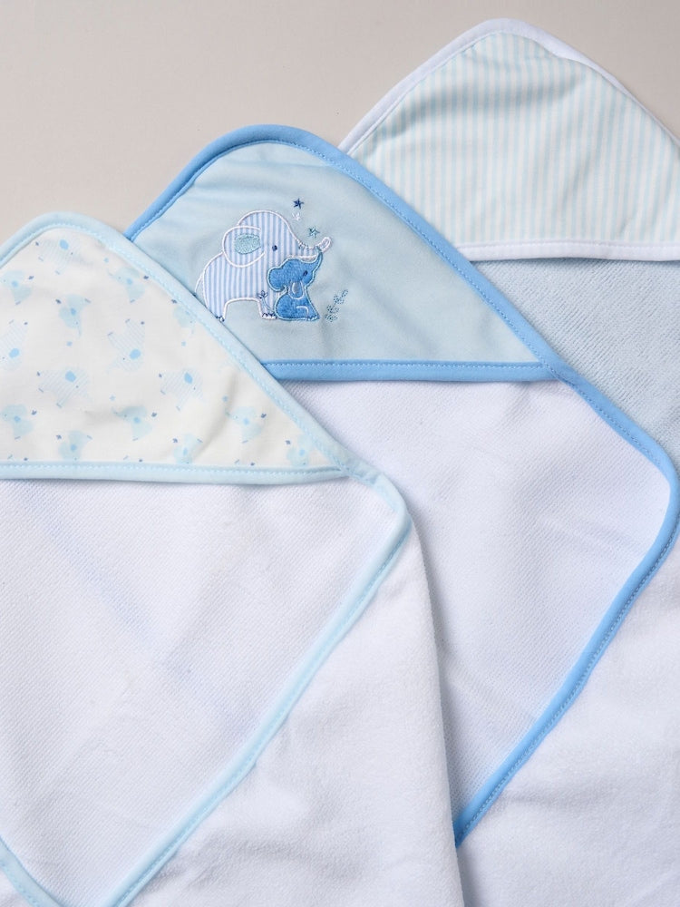 Snuggle Tots Blue Light Hooded Towels And Wash Cloths 3 Pack - Size One