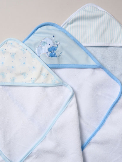 Snuggle Tots Blue Light Hooded Towels And Wash Cloths 3 Pack - Size One