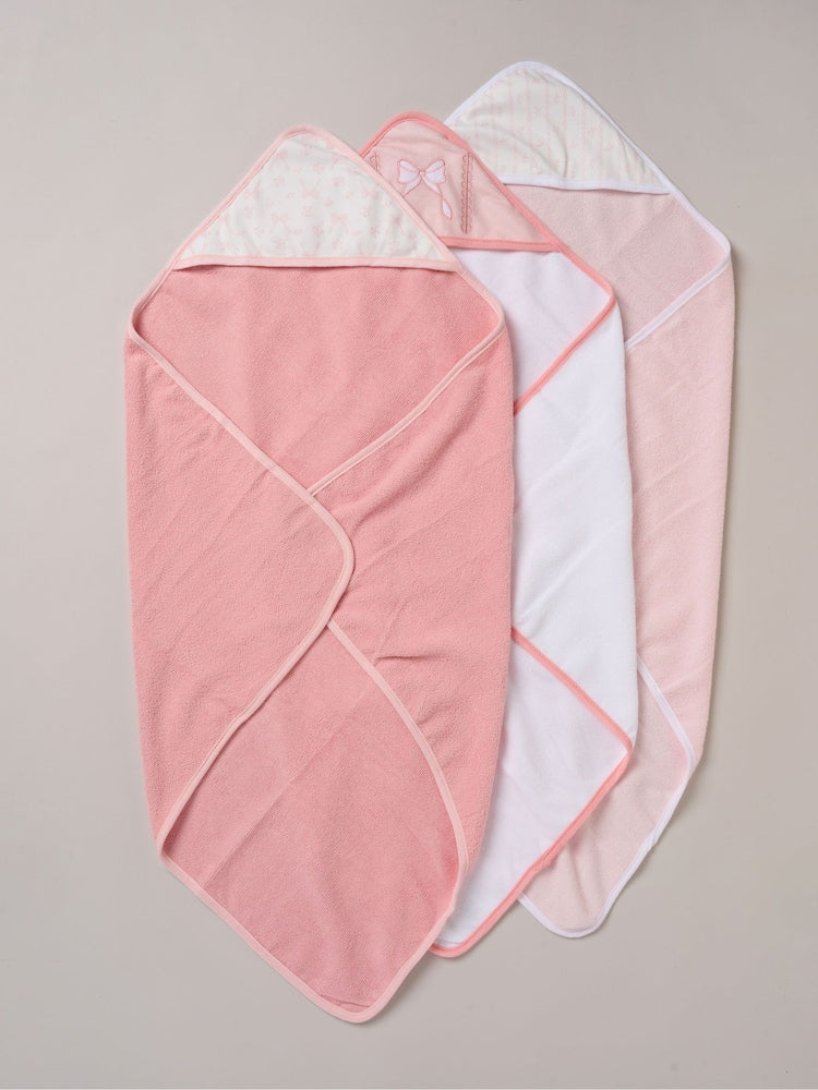 Snuggle Tots Pink Hooded Towels And Wash Cloths 3 Pack - Size One