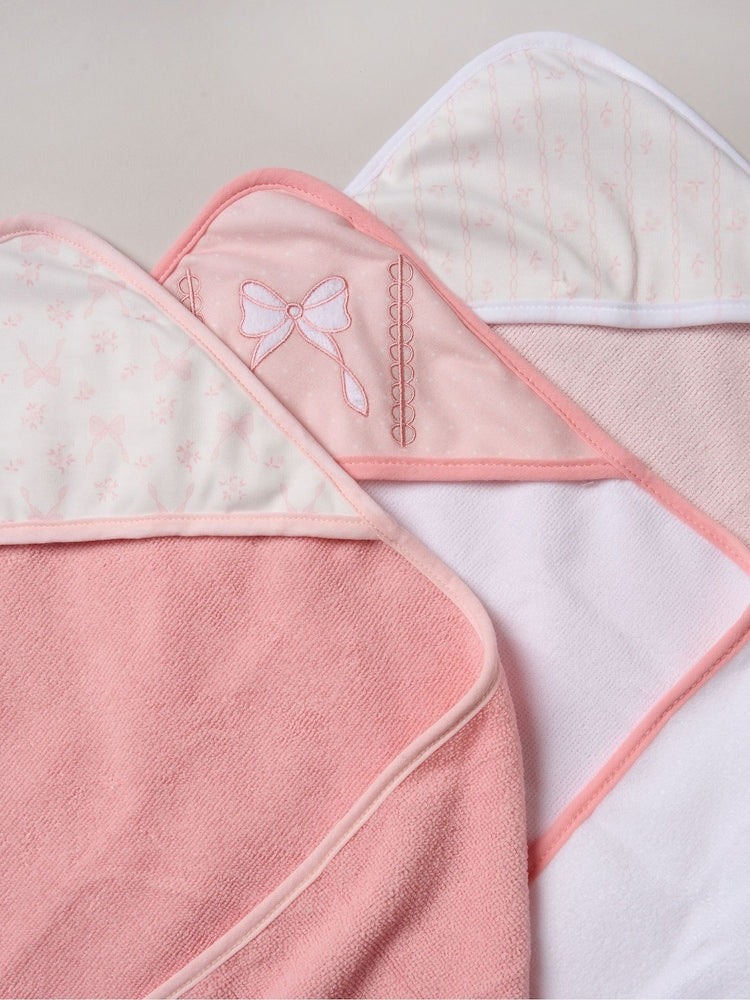 Snuggle Tots Pink Hooded Towels And Wash Cloths 3 Pack - Size One