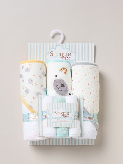 Snuggle Tots Blue Chrome Hooded Towels And Wash Cloths 3 Pack - Size One