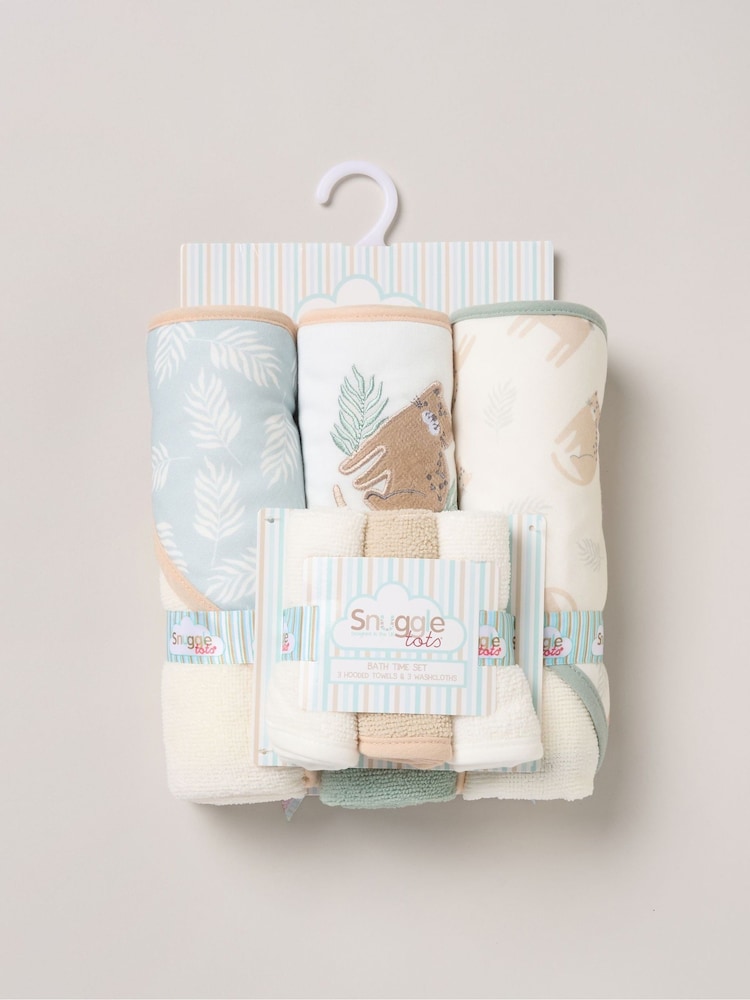 Snuggle Tots Green Hooded Towels And Wash Cloths 3 Pack - Size One