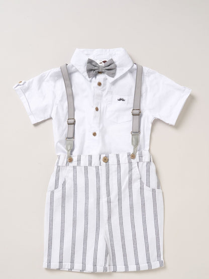 Little Gent White Shirt Shorts And Braces Outfit Set - Little Gent White / 4 Years (104cm)
