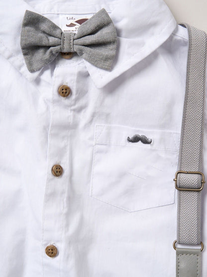 Little Gent White Shirt Shorts And Braces Outfit Set