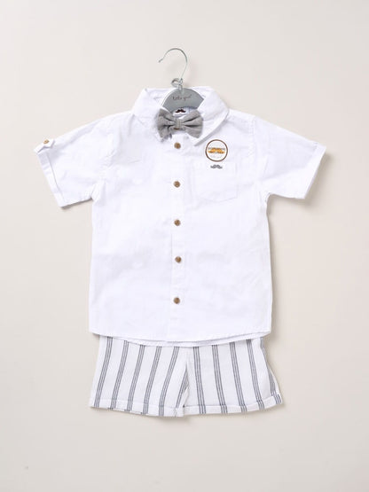 Little Gent White Shirt Shorts And Braces Outfit Set