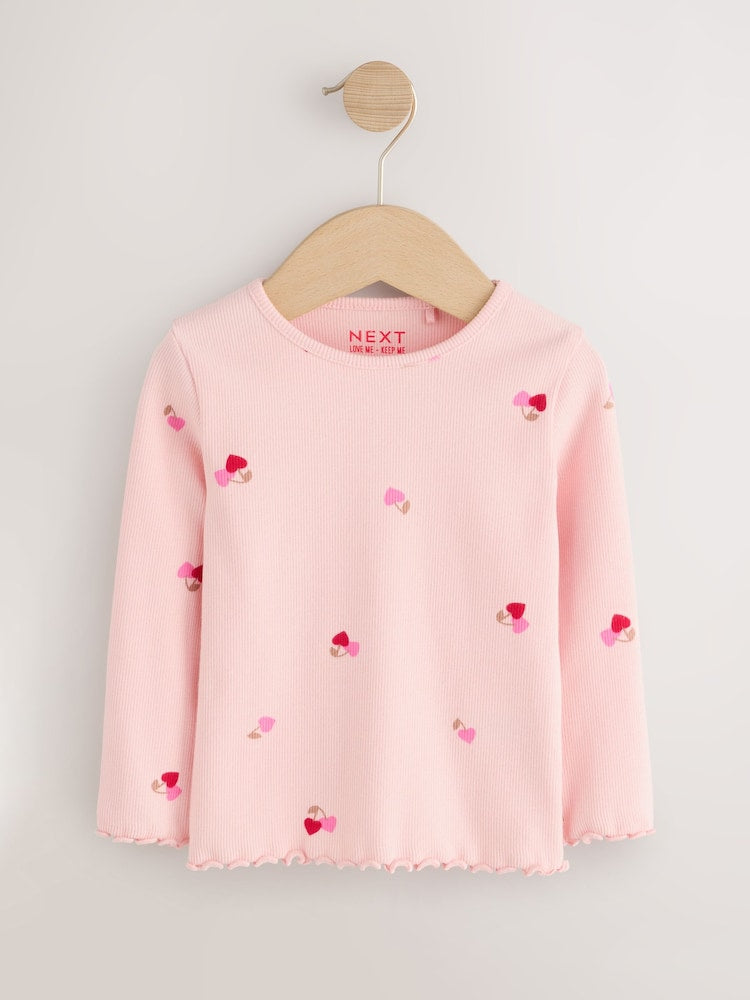 Image 12: Fruit Long Sleeve Rib Tops 5 Pack (3mths-7yrs) - Image 2 of 9