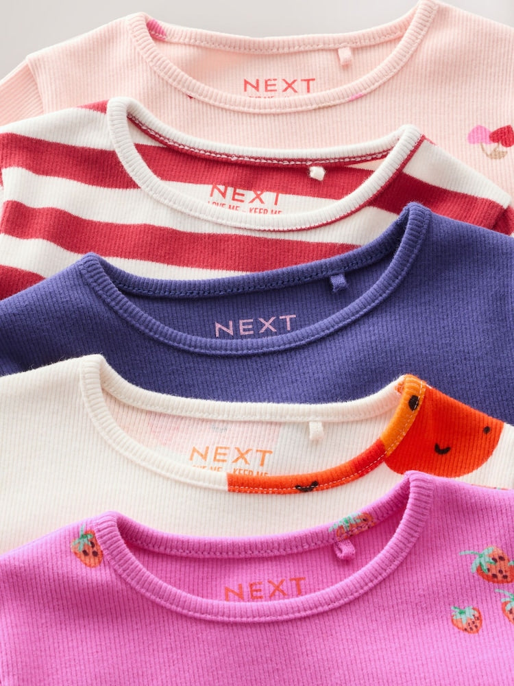 Fruit Long Sleeve Rib Tops 5 Pack (3mths-7yrs)