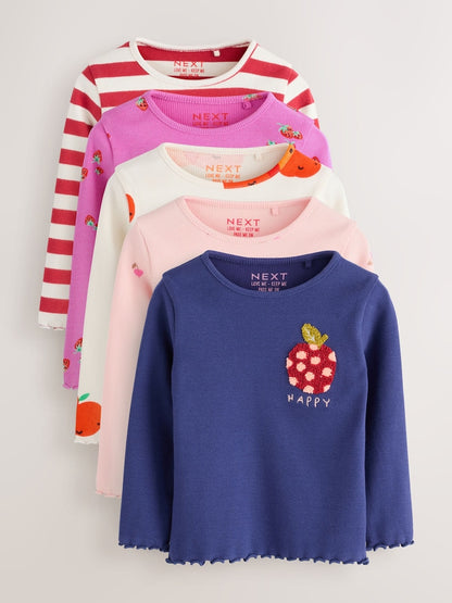 Fruit Long Sleeve Rib Tops 5 Pack (3mths-7yrs) - Fruit / 12-18 Months (80-86cm)