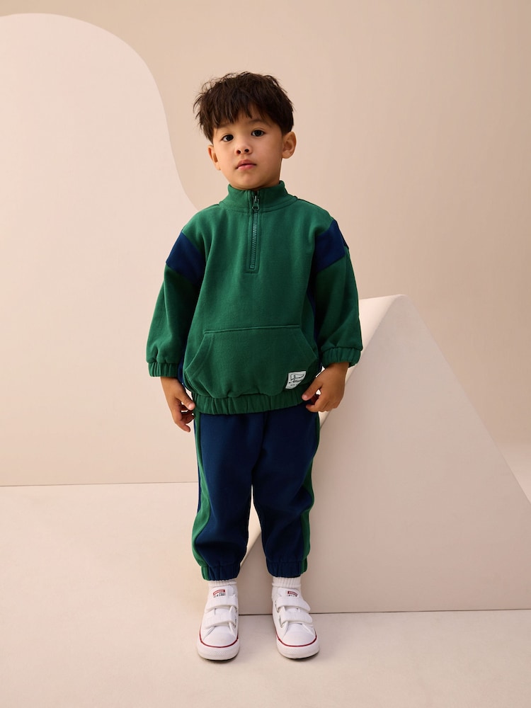 Green Half Zip Top and Joggers Set (3mths-7yrs) - Green / 12-18 Months (80-86cm)