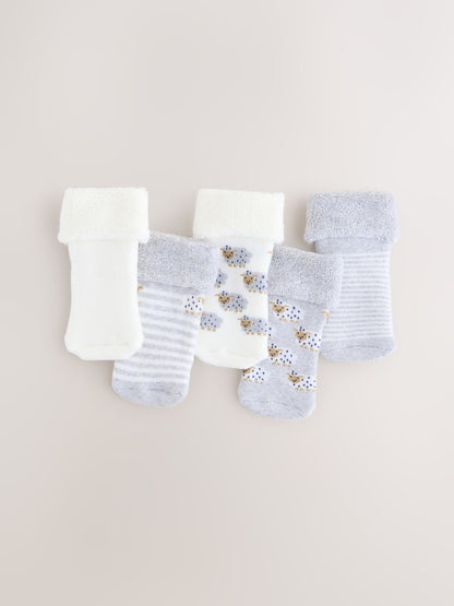 Grey Baby Socks 5 Pack - Size 50cm (First Size) - Grey