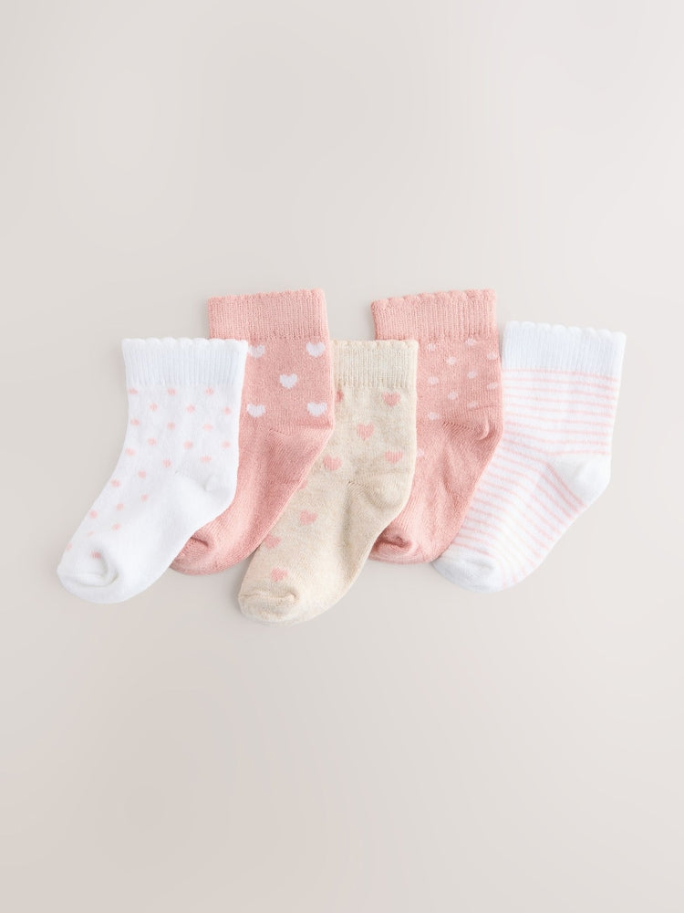Pink Baby Socks 5 Pack - Size 50cm (First Size) - Pink