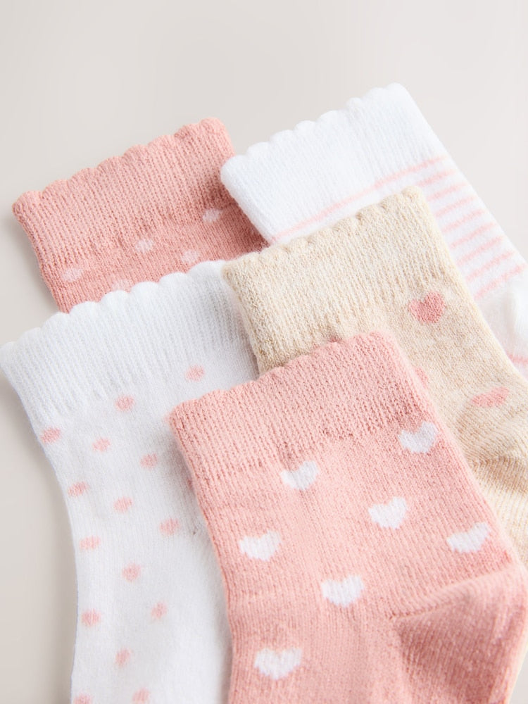 Pink Baby Socks 5 Pack - Size 50cm (First Size)