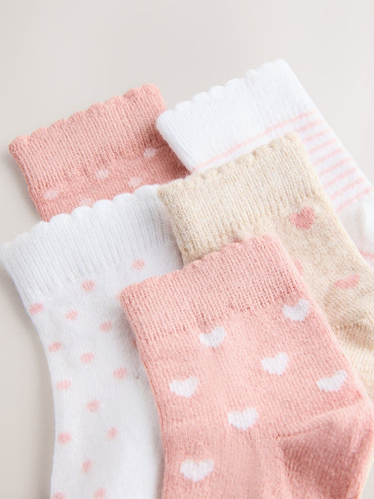 Pink Baby Socks 5 Pack - Size 50cm (First Size)
