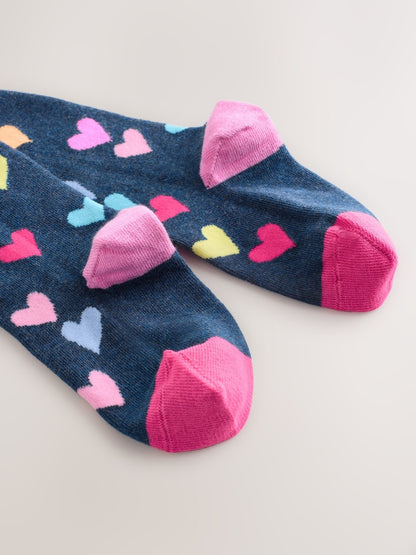 Navy Blue/Multi Cotton Rich Heart Print Tights 1 Pack - Size Up To 6 Months (50 - 68cm)