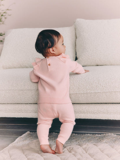 Light Pink Baby Knitted Jumper and Leggings Set 2 Piece (0mths-3yrs)