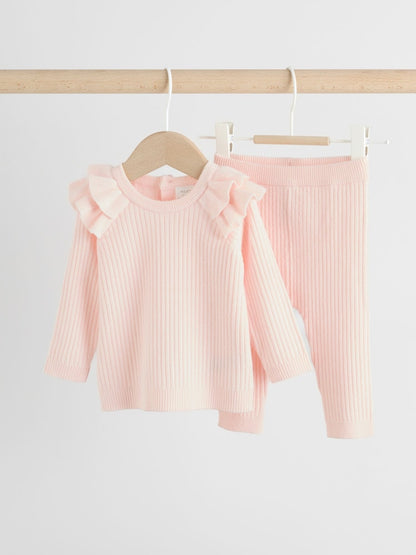 Light Pink Baby Knitted Jumper and Leggings Set 2 Piece (0mths-3yrs)