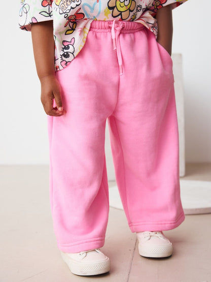 Bright Pink Wide Leg Sweat Joggers (3mths-7yrs) - Size 3-6 Months (62-68cm) - Bright Pink Wide Leg Sweat