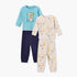 Pack of 2 Juniors Cotton Round Neck Long Sleeves Pyjama Set with Safari Print