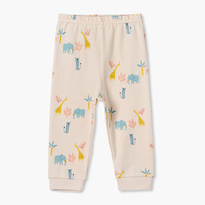 Pack of 2 Juniors Cotton Round Neck Long Sleeves Pyjama Set with Safari Print