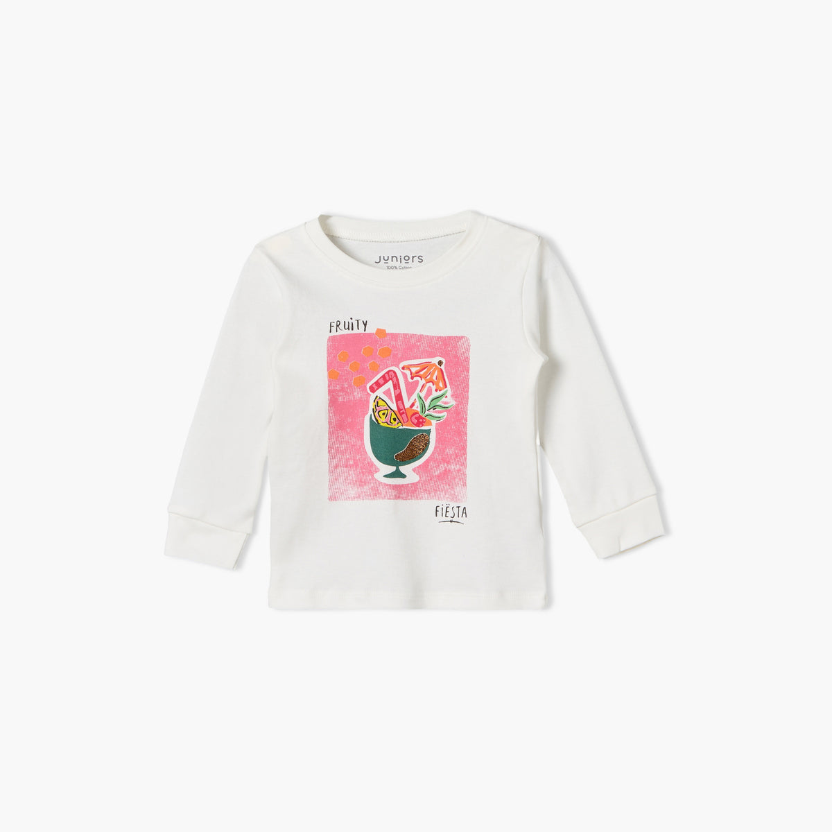 Pack of 2 Juniors Cotton Round Neck Long Sleeves Pyjama Set with Fruit Print