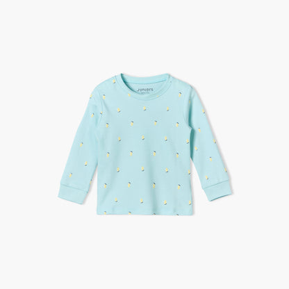 Pack of 2 Juniors Cotton Round Neck Long Sleeves Pyjama Set with Fruit Print