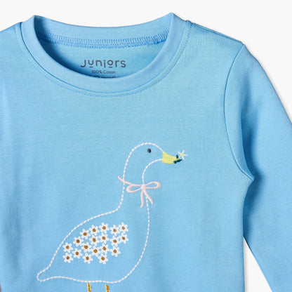 Pack of 2 Juniors Cotton Crew Neck Long Sleeves Pyjama Set with Assorted Print