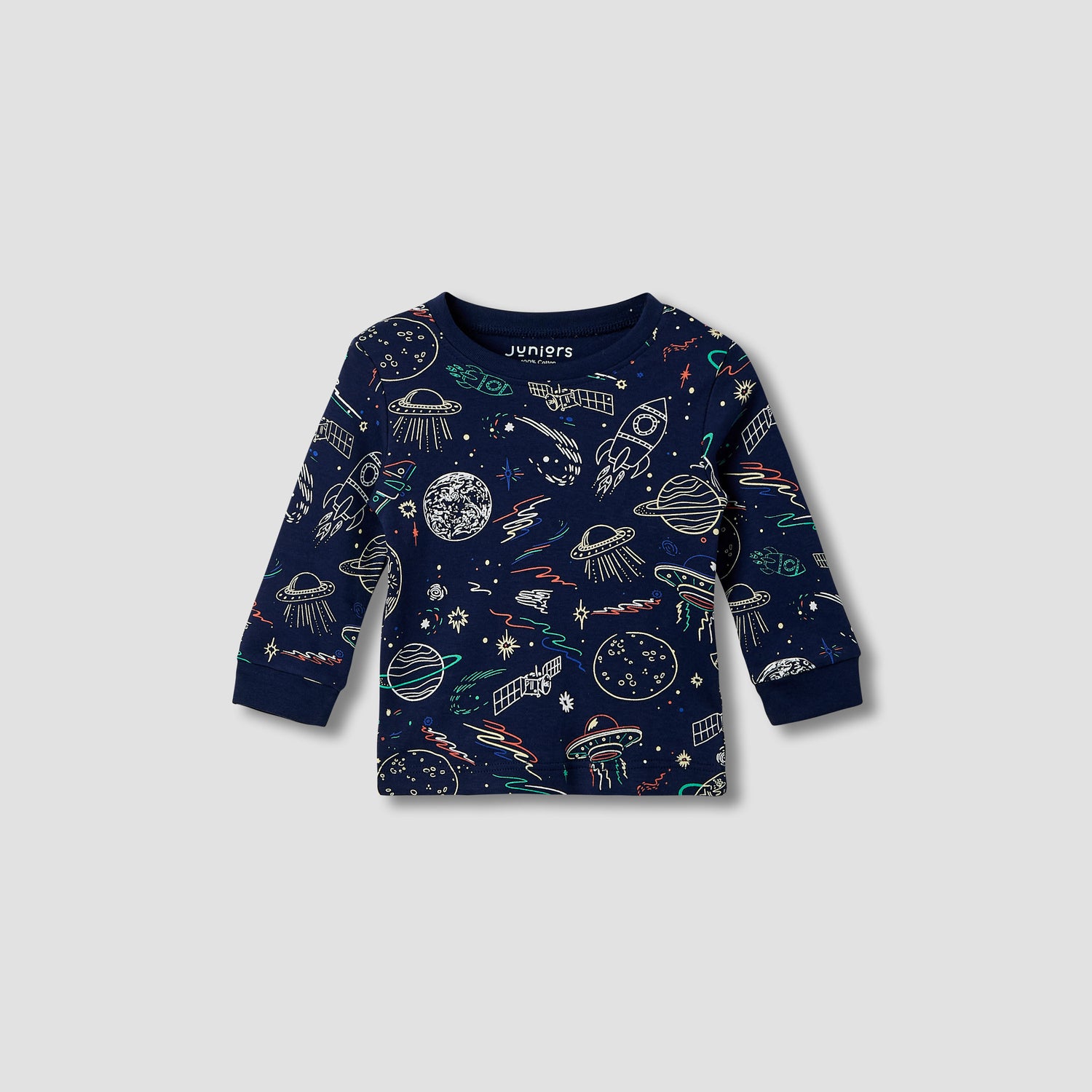 Juniors Space Print T-shirt and Pyjama - Set of 2