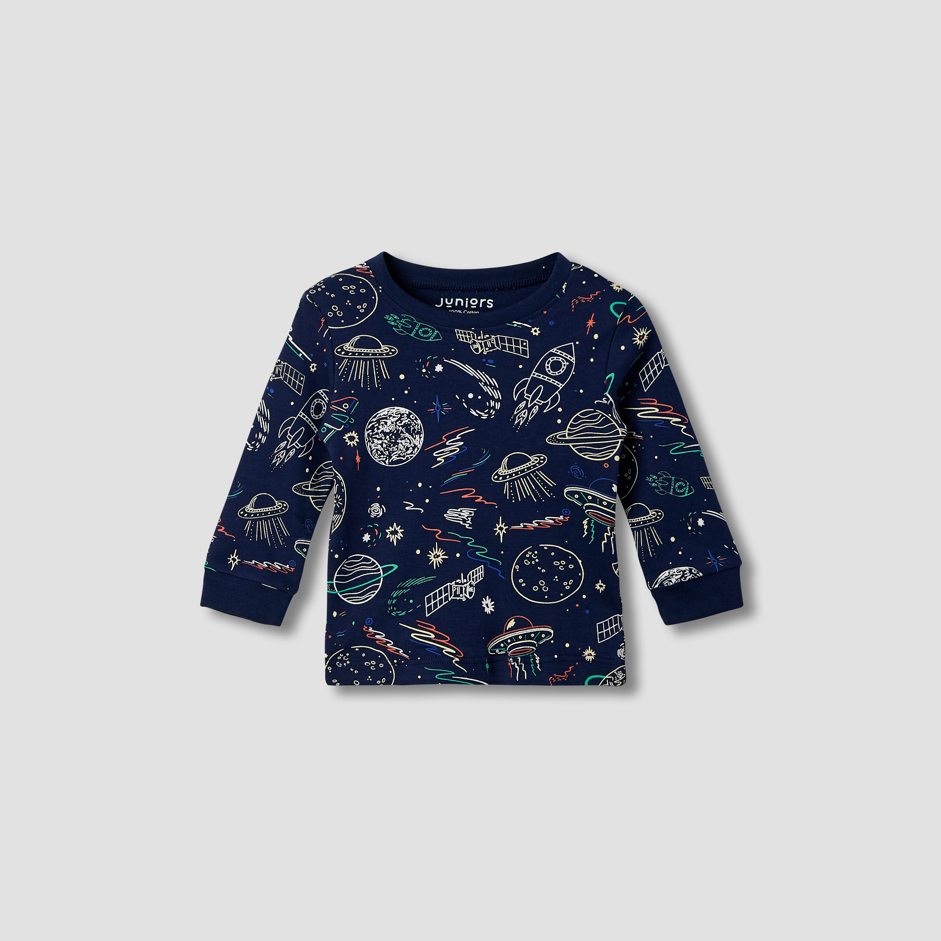 Juniors Space Print T-shirt and Pyjama - Set of 2