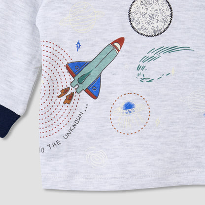 Juniors Space Print T-shirt and Pyjama - Set of 2