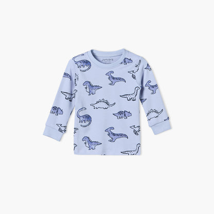Pack of 3 Juniors Cotton Round Neck Long Sleeves Pyjama Set with Dinosaur Print