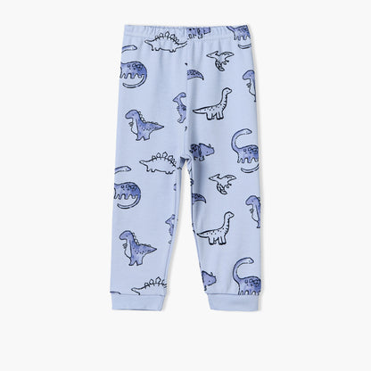 Pack of 3 Juniors Cotton Round Neck Long Sleeves Pyjama Set with Dinosaur Print