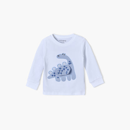 Pack of 3 Juniors Cotton Round Neck Long Sleeves Pyjama Set with Dinosaur Print