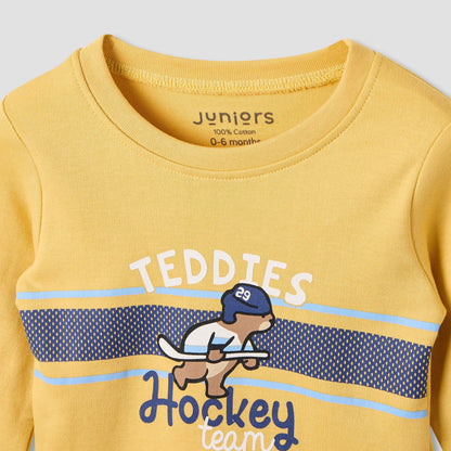 Juniors Bear Print T-shirt and Pyjama - Set of 2