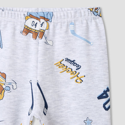Juniors Bear Print T-shirt and Pyjama - Set of 2