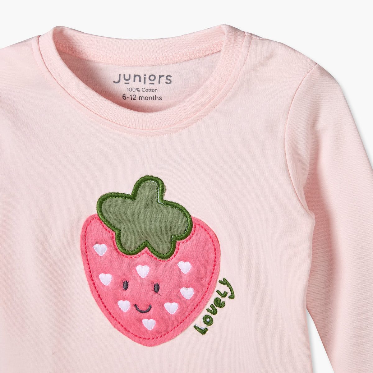 Pack of 3 Juniors Cotton Round Neck Long Sleeves Pyjama Set with Strawberry Print