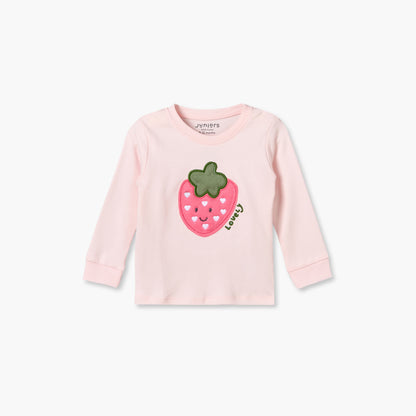 Pack of 3 Juniors Cotton Round Neck Long Sleeves Pyjama Set with Strawberry Print