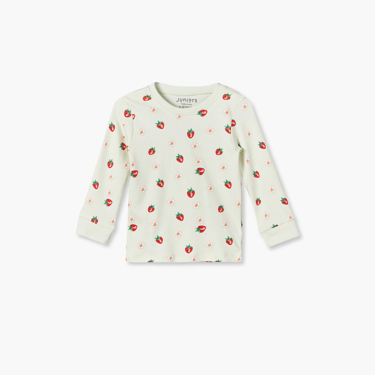 Pack of 3 Juniors Cotton Round Neck Long Sleeves Pyjama Set with Strawberry Print