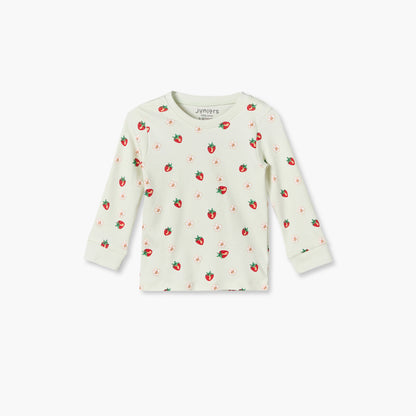 Pack of 3 Juniors Cotton Round Neck Long Sleeves Pyjama Set with Strawberry Print