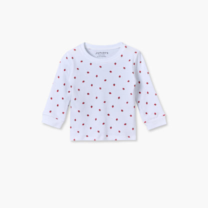Pack of 3 Juniors Cotton Round Neck Long Sleeves Pyjama Set with Strawberry Print