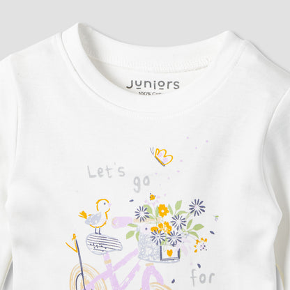 Juniors Printed Long Sleeves T-shirts and Pyjamas - Set of 2