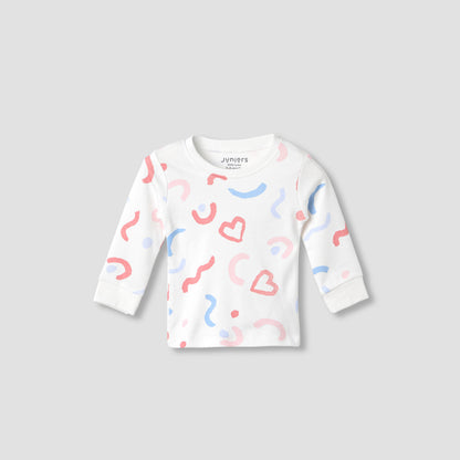 Juniors Printed Long Sleeve T-shirts and Pyjamas - Set of 2