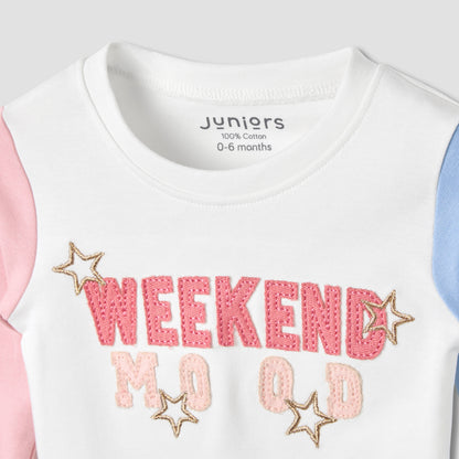 Juniors Printed Long Sleeve T-shirts and Pyjamas - Set of 2