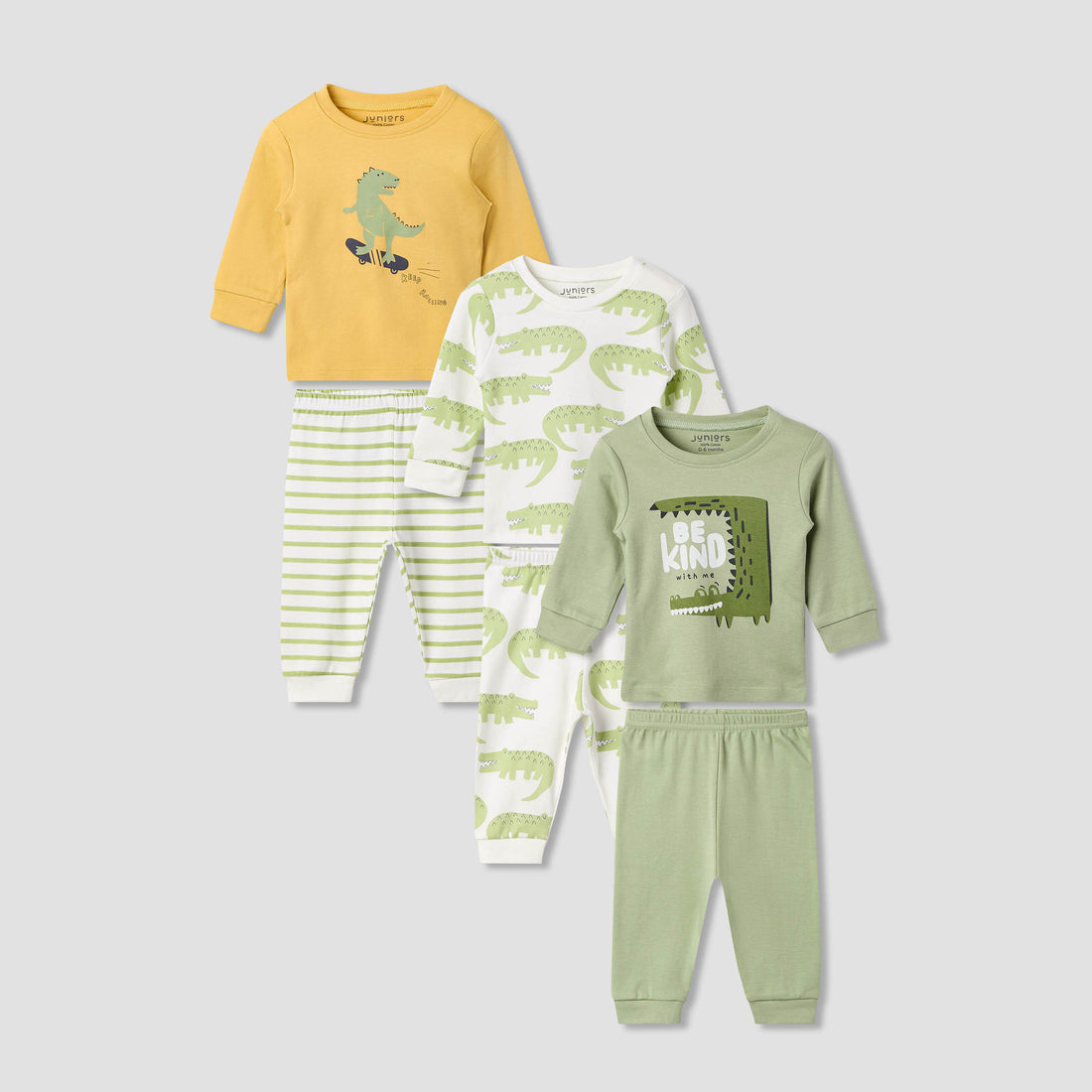 Juniors Crocodile Print T-shirt and Pyjama - Set of 3 - Multicolour / 12-18 mths