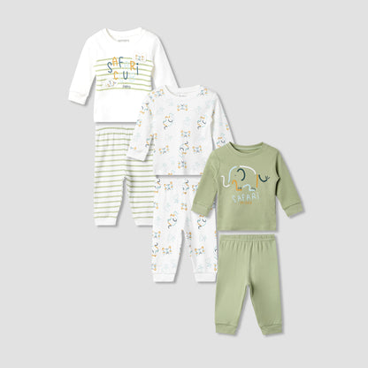 Juniors Elephant Print T-shirt and Pyjama - Set of 3 - Multicolour / 12-18 mths