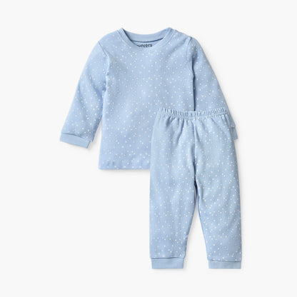 Juniors All-Over Polka Dot Print T-shirt and Pyjama Set - Blue / 12-18 mths