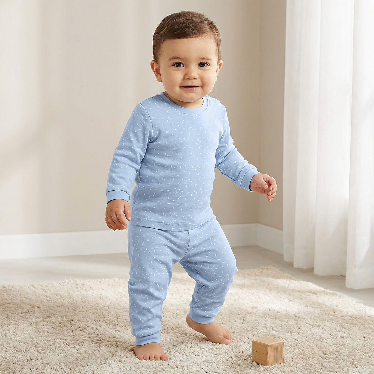 Juniors All-Over Polka Dot Print T-shirt and Pyjama Set