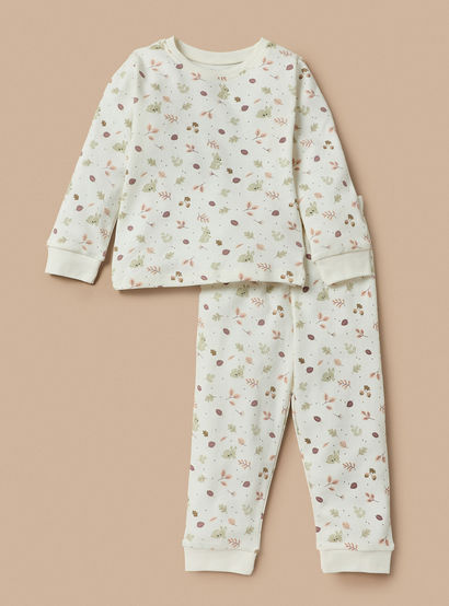 Juniors Printed T-shirt and Pyjama Set-baby-girls-clothing-nightwear-pyjamasets-image-1
