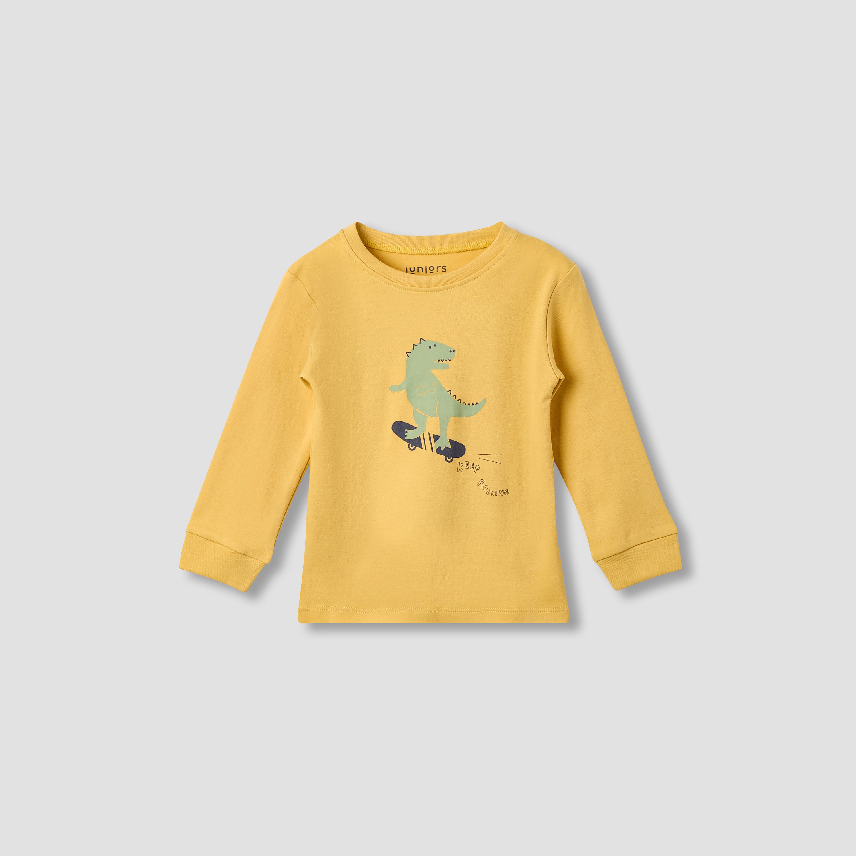Juniors Cotton Round Neck Long Sleeves Pyjama Set with Graphic Print